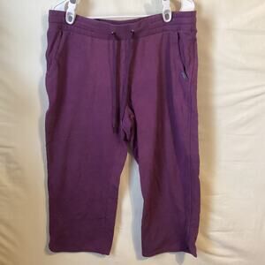 2313 NWT Eddie Bauer Active Purple Cropped Capri Pants With Pockets Drawstring